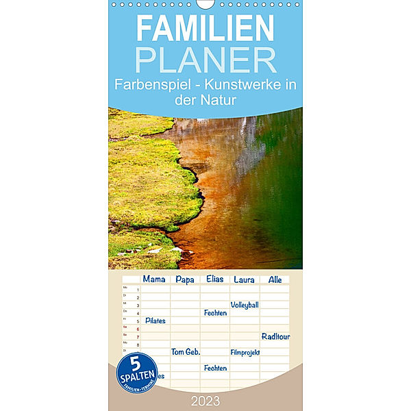 Familienplaner Farbenspiel - Kunstwerke in der Natur 2023 (Wandkalender 2023 , 21 cm x 45 cm, hoch), Christa Kramer