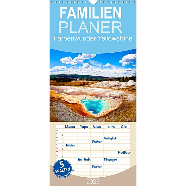 Familienplaner Farbenwunder Yellowstone (Wandkalender 2023 , 21 cm x 45 cm, hoch), Mike Hans Steffl