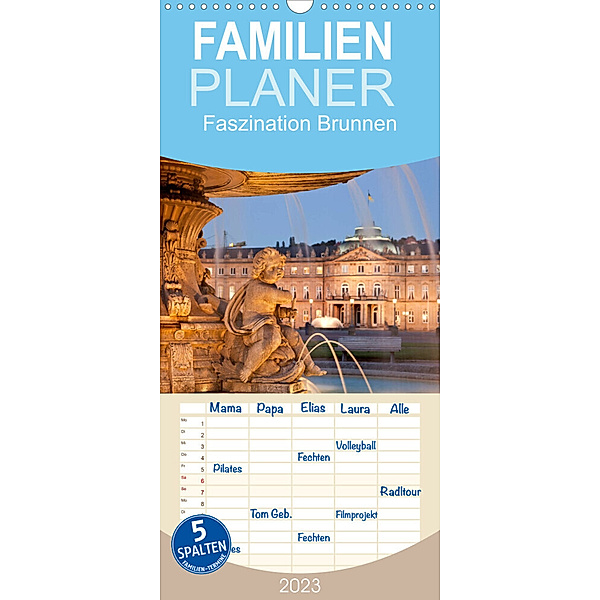 Familienplaner Faszination Brunnen (Wandkalender 2023 , 21 cm x 45 cm, hoch), Peter Schickert