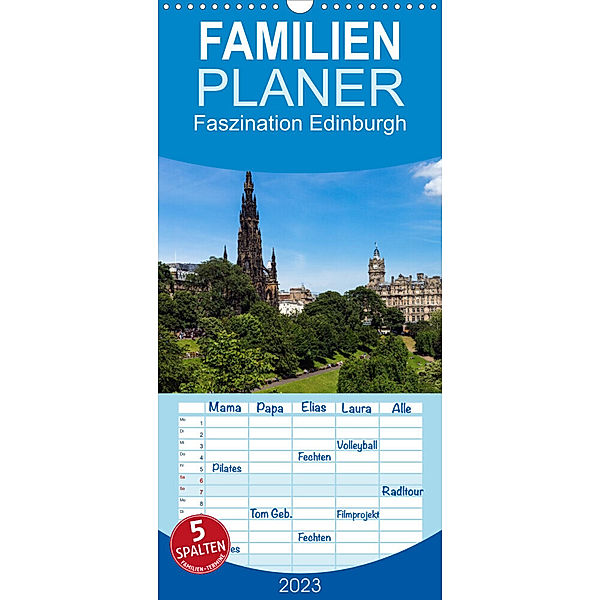 Familienplaner Faszination Edinburgh (Wandkalender 2023 , 21 cm x 45 cm, hoch), Holger Much  Photography  Berlin