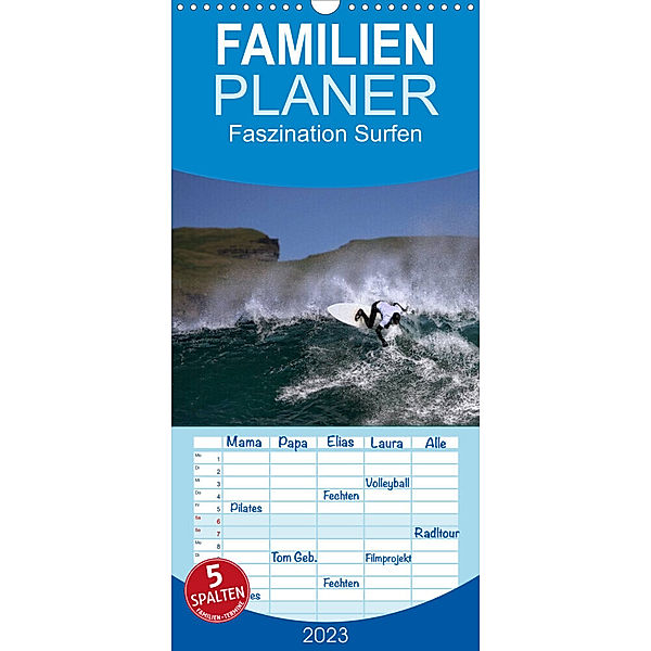 Familienplaner Faszination Surfen (Wandkalender 2023 , 21 cm x 45 cm, hoch), Martina Cross