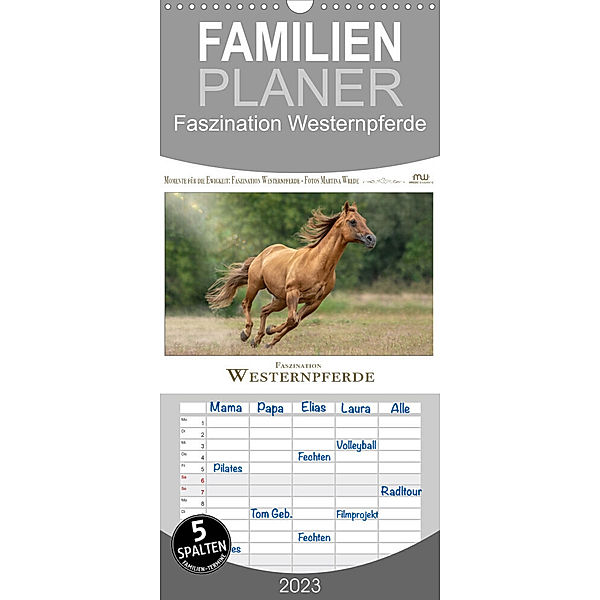 Familienplaner Faszination Westernpferde (Wandkalender 2023 , 21 cm x 45 cm, hoch), Martina Wrede - Wredefotografie