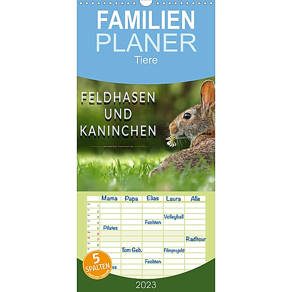 Familienplaner Feldhasen und Kaninchen (Wandkalender 2023 , 21 cm x 45 cm, hoch), Peter Roder