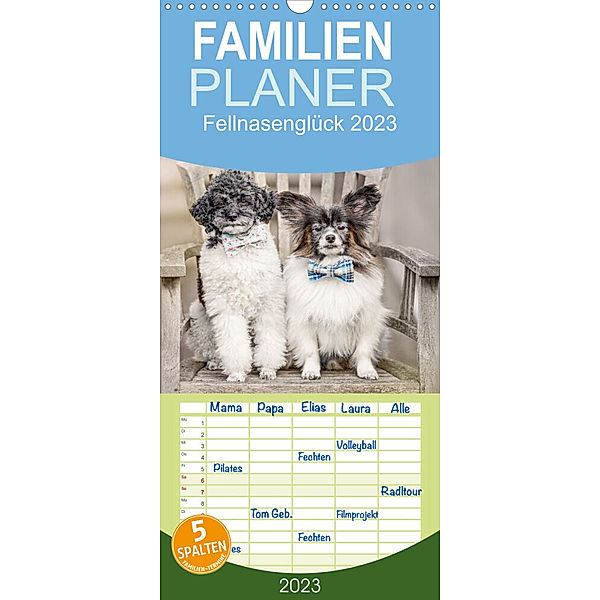 Familienplaner Fellnasenglück (Wandkalender 2023 , 21 cm x 45 cm, hoch), boegau-fotos