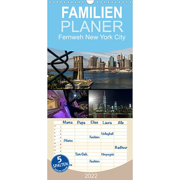 Familienplaner Fernweh New York City (Wandkalender 2022 , 21 cm x 45 cm, hoch), Kurt Krause