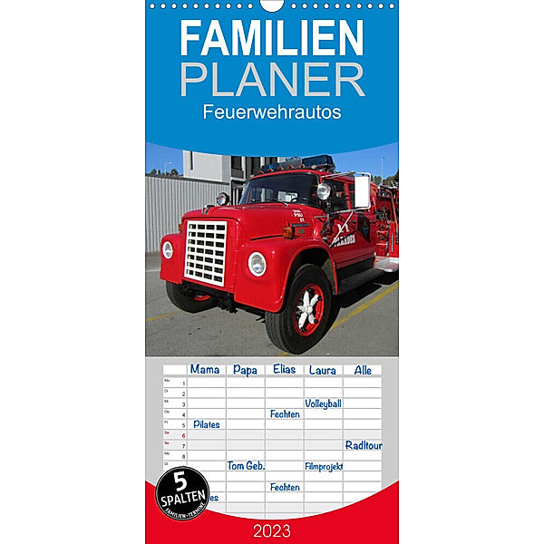 Familienplaner Feuerwehrautos (Wandkalender 2023 , 21 cm x 45 cm, hoch), insideportugal