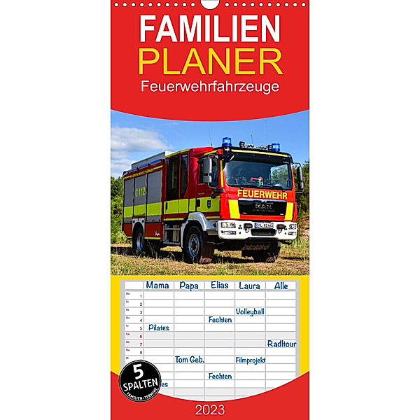 Familienplaner Feuerwehrfahrzeuge (Wandkalender 2023 , 21 cm x 45 cm, hoch), MH Photoart & Medien / Marcus Heinz
