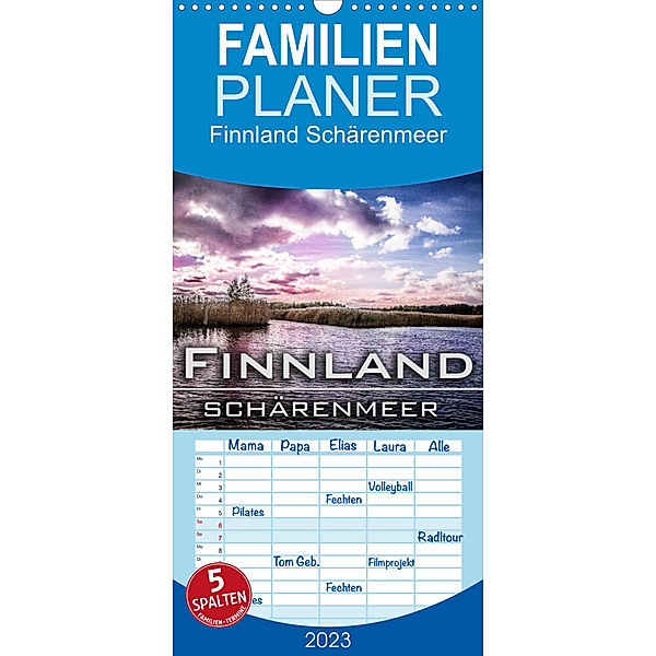 Familienplaner Finnland Schärenmeer (Wandkalender 2023 , 21 cm x 45 cm, hoch), Oliver Pinkoss Photostorys