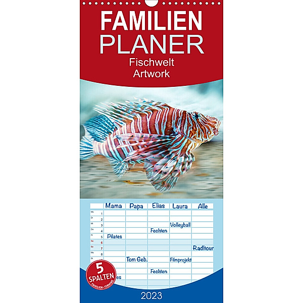 Familienplaner Fischwelt - Artwork (Wandkalender 2023 , 21 cm x 45 cm, hoch), Liselotte Brunner-Klaus