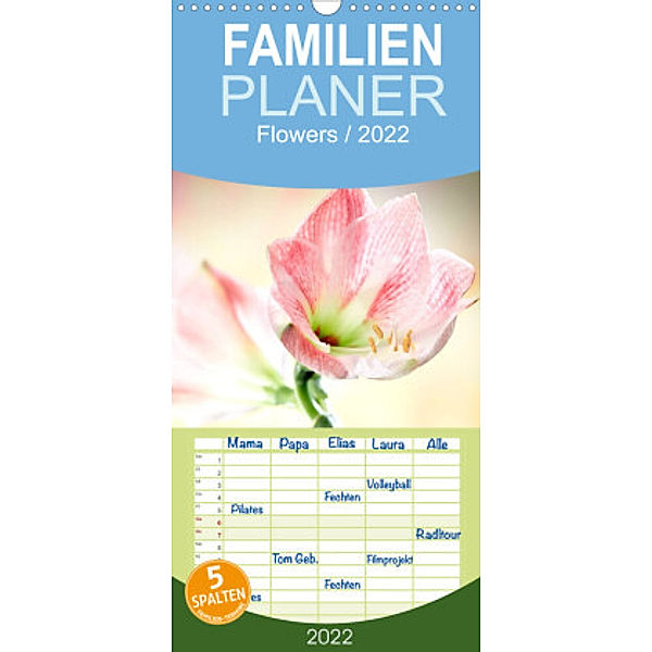 Familienplaner Flowers (Wandkalender 2022 , 21 cm x 45 cm, hoch), Axel und Max Waldecker
