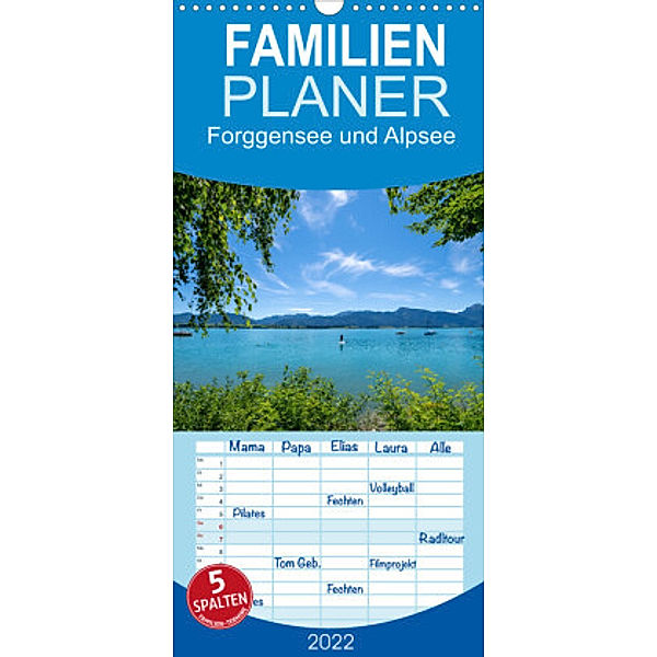 Familienplaner Forggensee und Alpsee - Urlaubsparadies Bayerisches Allgäu (Wandkalender 2022 , 21 cm x 45 cm, hoch), Dirk Meutzner