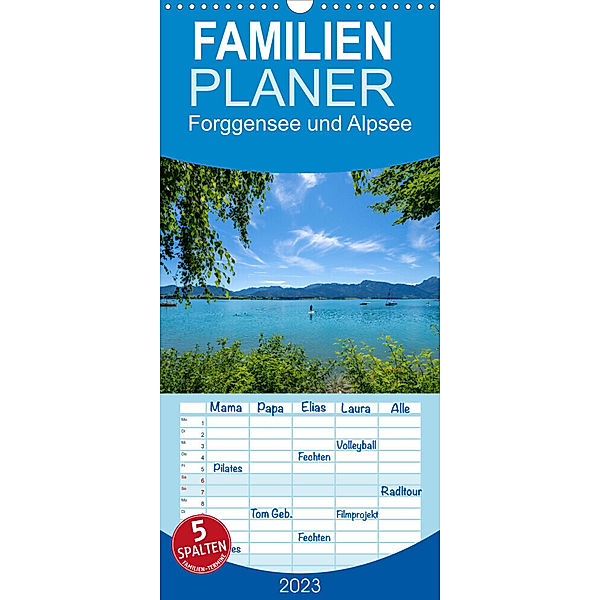 Familienplaner Forggensee und Alpsee - Urlaubsparadies Bayerisches Allgäu (Wandkalender 2023 , 21 cm x 45 cm, hoch), Dirk Meutzner