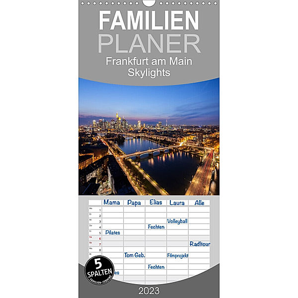 Familienplaner Frankfurt am Main Skylights (Wandkalender 2023 , 21 cm x 45 cm, hoch), Markus Pavlowsky  Photography