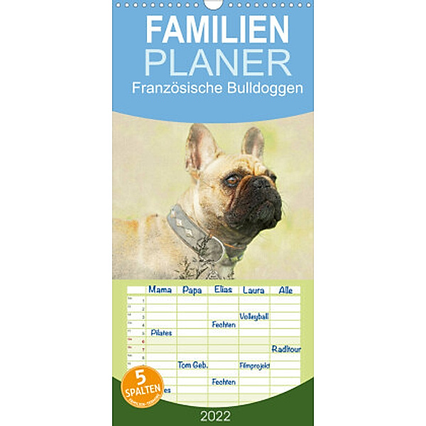 Familienplaner Französische Bulldoggen 2022 (Wandkalender 2022 , 21 cm x 45 cm, hoch), Andrea Redecker