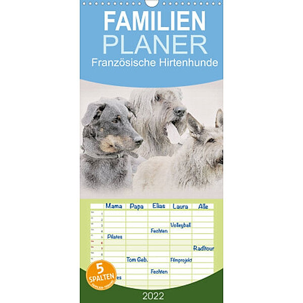 Familienplaner Französische Hirtenhunde 2022 (Wandkalender 2022 , 21 cm x 45 cm, hoch), Andrea Redecker