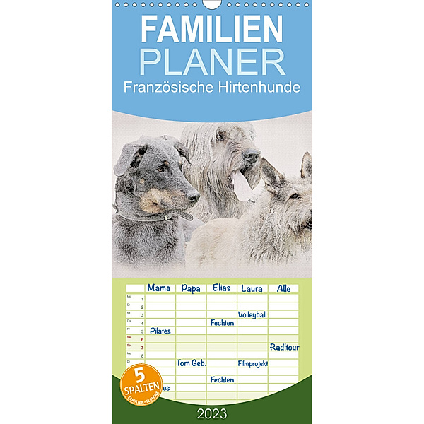 Familienplaner Französische Hirtenhunde 2023 (Wandkalender 2023 , 21 cm x 45 cm, hoch), Andrea Redecker