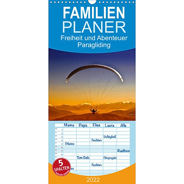 Familienplaner Freiheit und Abenteuer - Paragliding (Wandkalender 2022 , 21 cm x 45 cm, hoch), Peter Roder