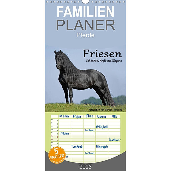 Familienplaner Friesen - Schönheit, Kraft und Eleganz (Wandkalender 2023 , 21 cm x 45 cm, hoch), Werner Schmäing
