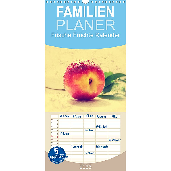 Familienplaner Frische Früchte Kalender (Wandkalender 2023 , 21 cm x 45 cm, hoch), Tanja Riedel