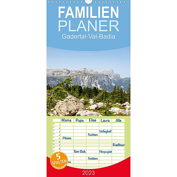 Familienplaner Gadertal - Val Badia (Wandkalender 2023 , 21 cm x 45 cm, hoch), Nicole Gießmann-Keller