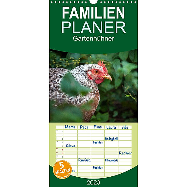 Familienplaner Gartenhühner (Wandkalender 2023 , 21 cm x 45 cm, hoch), Britta Ohm