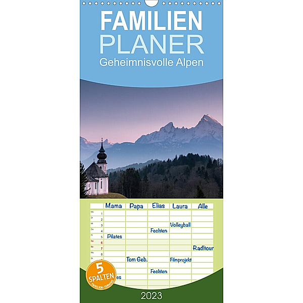 Familienplaner Geheimnisvolle Alpen (Wandkalender 2023 , 21 cm x 45 cm, hoch), Florian Westermann