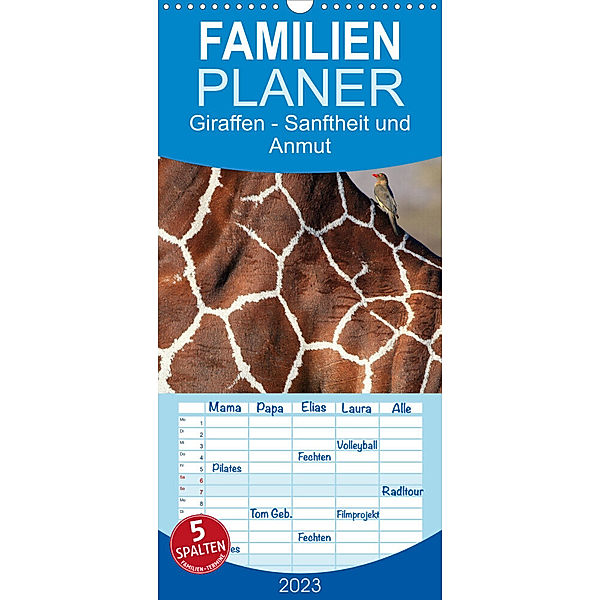 Familienplaner Giraffen - Sanftheit und Anmut (Wandkalender 2023 , 21 cm x 45 cm, hoch), Michael Herzog