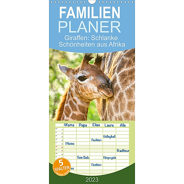 Familienplaner Giraffen: Schlanke Schönheiten aus Afrika (Wandkalender 2023 , 21 cm x 45 cm, hoch), Calvendo