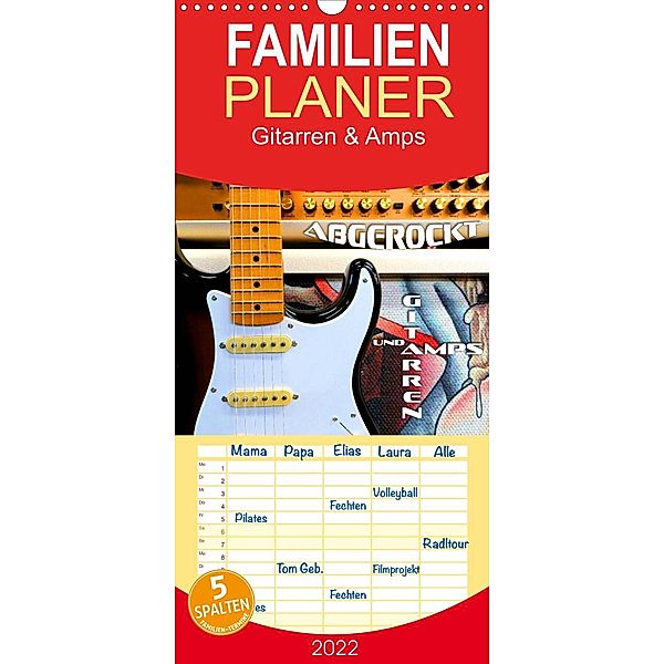 Familienplaner Gitarren und Amps - abgerockt (Wandkalender 2022 , 21 cm x 45 cm, hoch), Renate Bleicher