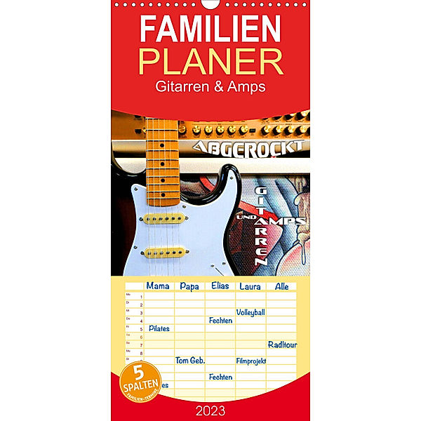 Familienplaner Gitarren und Amps - abgerockt (Wandkalender 2023 , 21 cm x 45 cm, hoch), Renate Bleicher