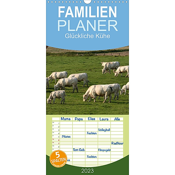 Familienplaner Glückliche Kühe (Wandkalender 2023 , 21 cm x 45 cm, hoch), Antje Lindert-Rottke