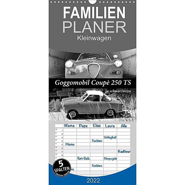 Familienplaner Goggomobil Coupè 250 TS in schwarzweiss (Wandkalender 2022 , 21 cm x 45 cm, hoch), Ingo Laue