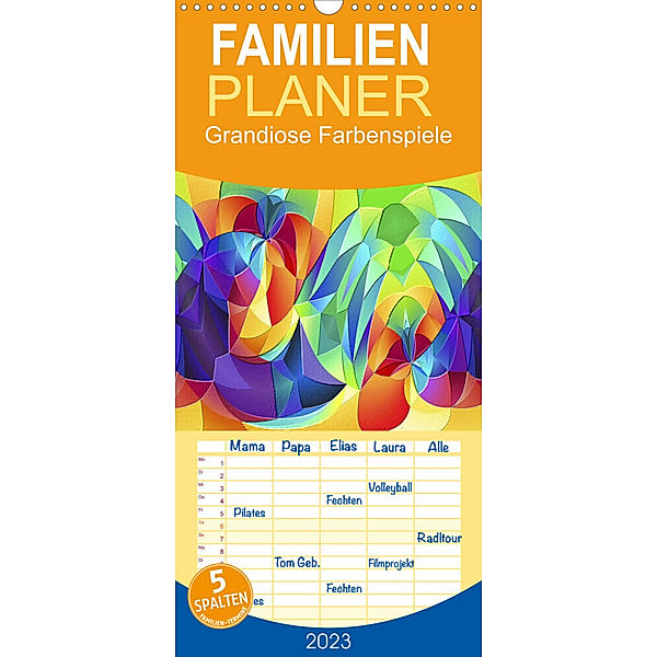 Familienplaner Grandiose Farbenspiele (Wandkalender 2023 , 21 cm x 45 cm, hoch), Ina Schubert