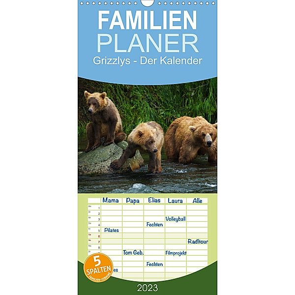 Familienplaner Grizzlys - Der Kalender (Wandkalender 2023 , 21 cm x 45 cm, hoch), Max Steinwald
