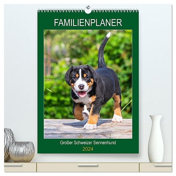 Familienplaner Grosser Schweizer Sennenhund (hochwertiger Premium Wandkalender 2024 DIN A2 hoch), Kunstdruck in Hochglanz, Sigrid Starick