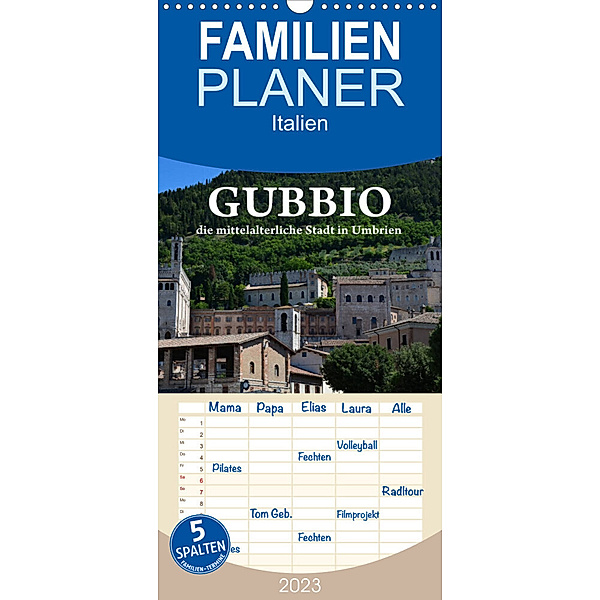 Familienplaner Gubbio - die mittelalterliche Stadt in Umbrien (Wandkalender 2023 , 21 cm x 45 cm, hoch), Anke van Wyk - www.germanpix.net