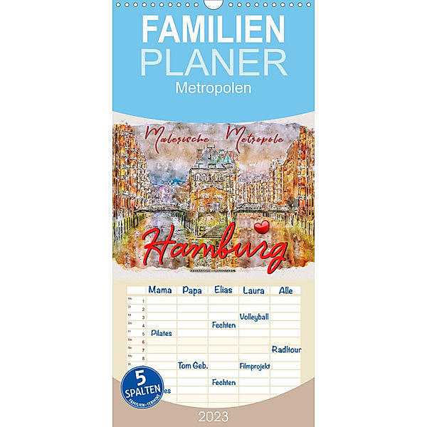 Familienplaner Hamburg - malerische Metropole (Wandkalender 2023 , 21 cm x 45 cm, hoch), Peter Roder