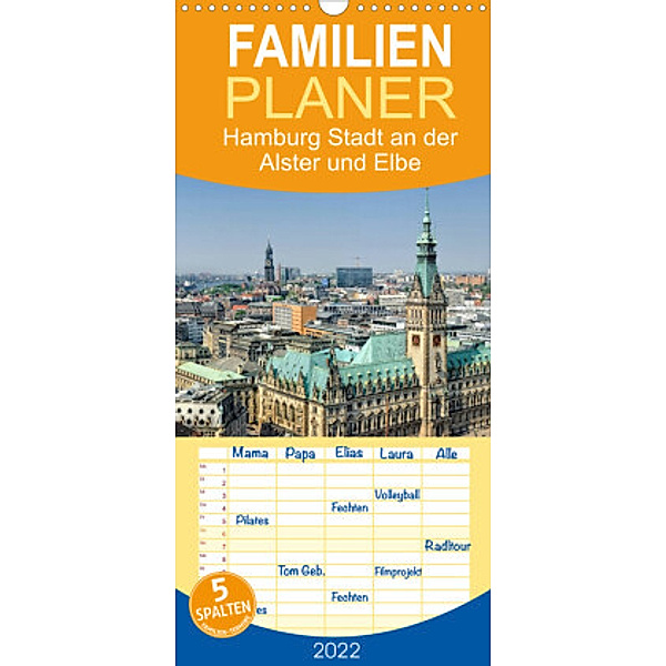 Familienplaner Hamburg Stadt an der Alster und Elbe (Wandkalender 2022 , 21 cm x 45 cm, hoch), Andreas Voigt