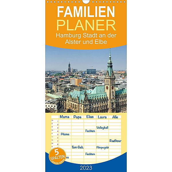 Familienplaner Hamburg Stadt an der Alster und Elbe (Wandkalender 2023 , 21 cm x 45 cm, hoch), Andreas Voigt