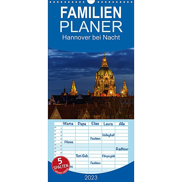 Familienplaner Hannover bei Nacht 2023 (Wandkalender 2023 , 21 cm x 45 cm, hoch), Patrick Graf