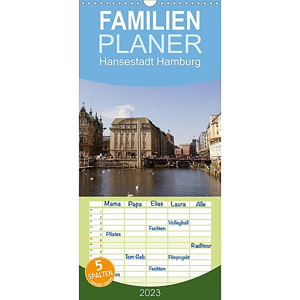Familienplaner Hansestadt Hamburg (Wandkalender 2023 , 21 cm x 45 cm, hoch), Kattobello