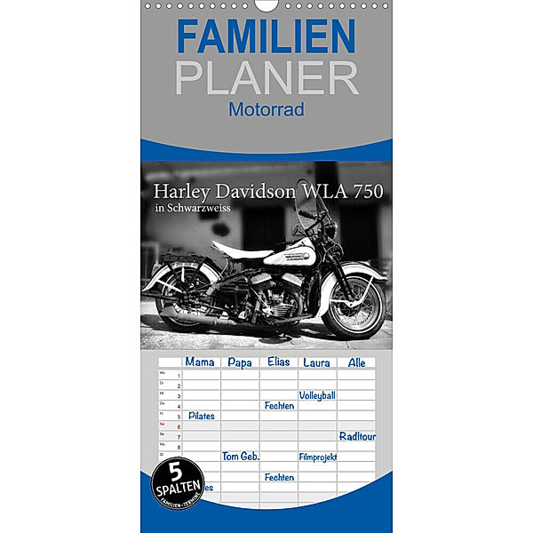 Familienplaner Harley Davidson WLA 750 in Schwarzweiss (Wandkalender 2023 , 21 cm x 45 cm, hoch), Ingo Laue