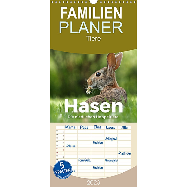 Familienplaner Hasen - Die niedlichen Hoppeltiere. (Wandkalender 2023 , 21 cm x 45 cm, hoch), M. Scott