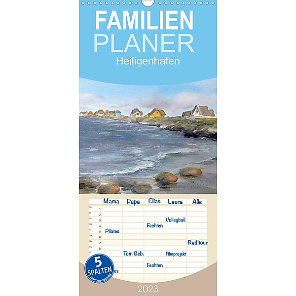 Familienplaner Heiligenhafenaquarelle (Wandkalender 2023 , 21 cm x 45 cm, hoch), Wiebke Meier