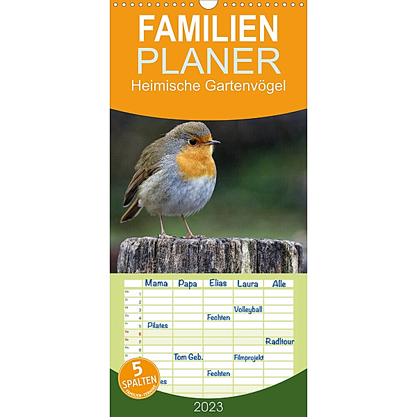Familienplaner Heimische Gartenvögel (Wandkalender 2023 , 21 cm x 45 cm, hoch), Dieter-M. Wilczek
