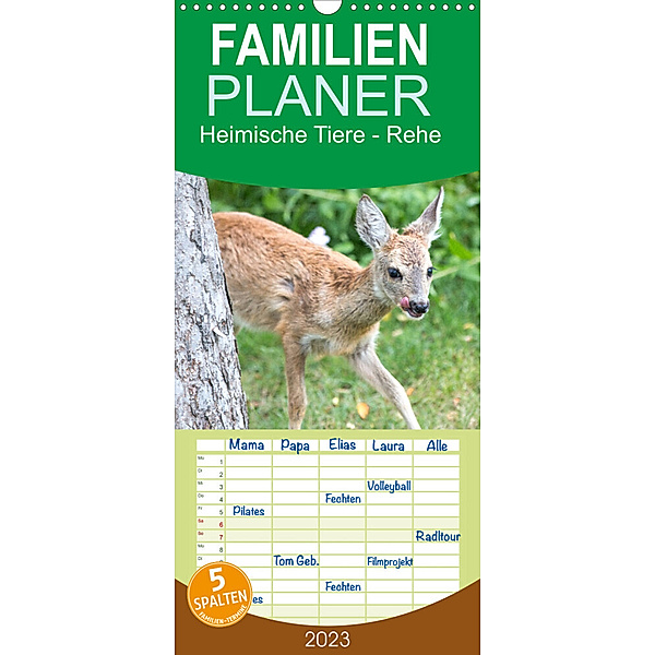 Familienplaner Heimische Tiere - Rehe (Wandkalender 2023 , 21 cm x 45 cm, hoch), pixs:sell