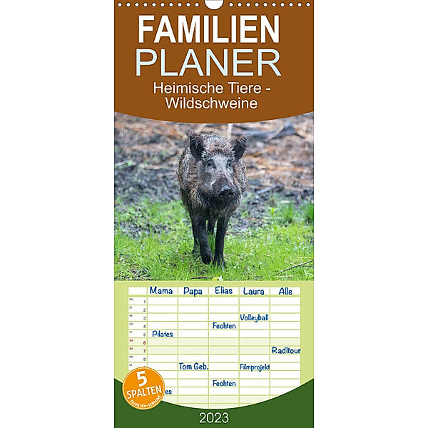 Familienplaner Heimische Tiere - Wildschweine (Wandkalender 2023 , 21 cm x 45 cm, hoch), pixs:sell