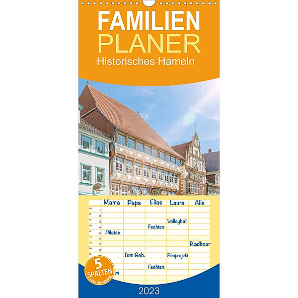 Familienplaner Historisches Hameln (Wandkalender 2023 , 21 cm x 45 cm, hoch), pixs:sell