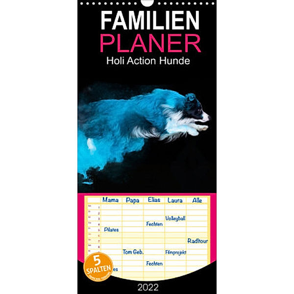 Familienplaner Holi Action Hunde (Wandkalender 2022 , 21 cm x 45 cm, hoch), Fotodesign Verena Scholze