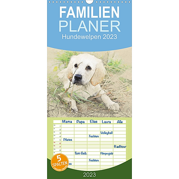 Familienplaner Hundewelpen 2023 (Wandkalender 2023 , 21 cm x 45 cm, hoch), Andrea Redecker